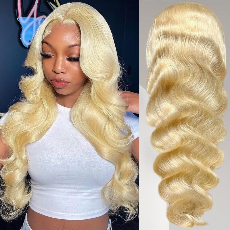 Loyom 613 Lace Front Wig Human Hair 13x6 Transparent Lace 200 Density Blonde Lace Front Wigs Human Hair 613 Body Wave HD Lace Frontal Wig 613 Lace Front Wig Human Hair Glueless Wigs 24 Inch